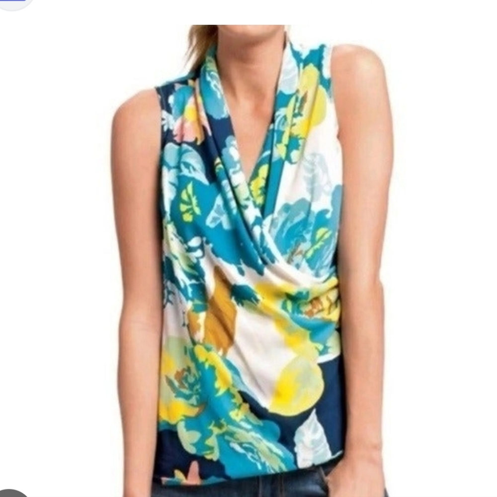 🦋CAbi spring blossom floral style 741 cross over top xs